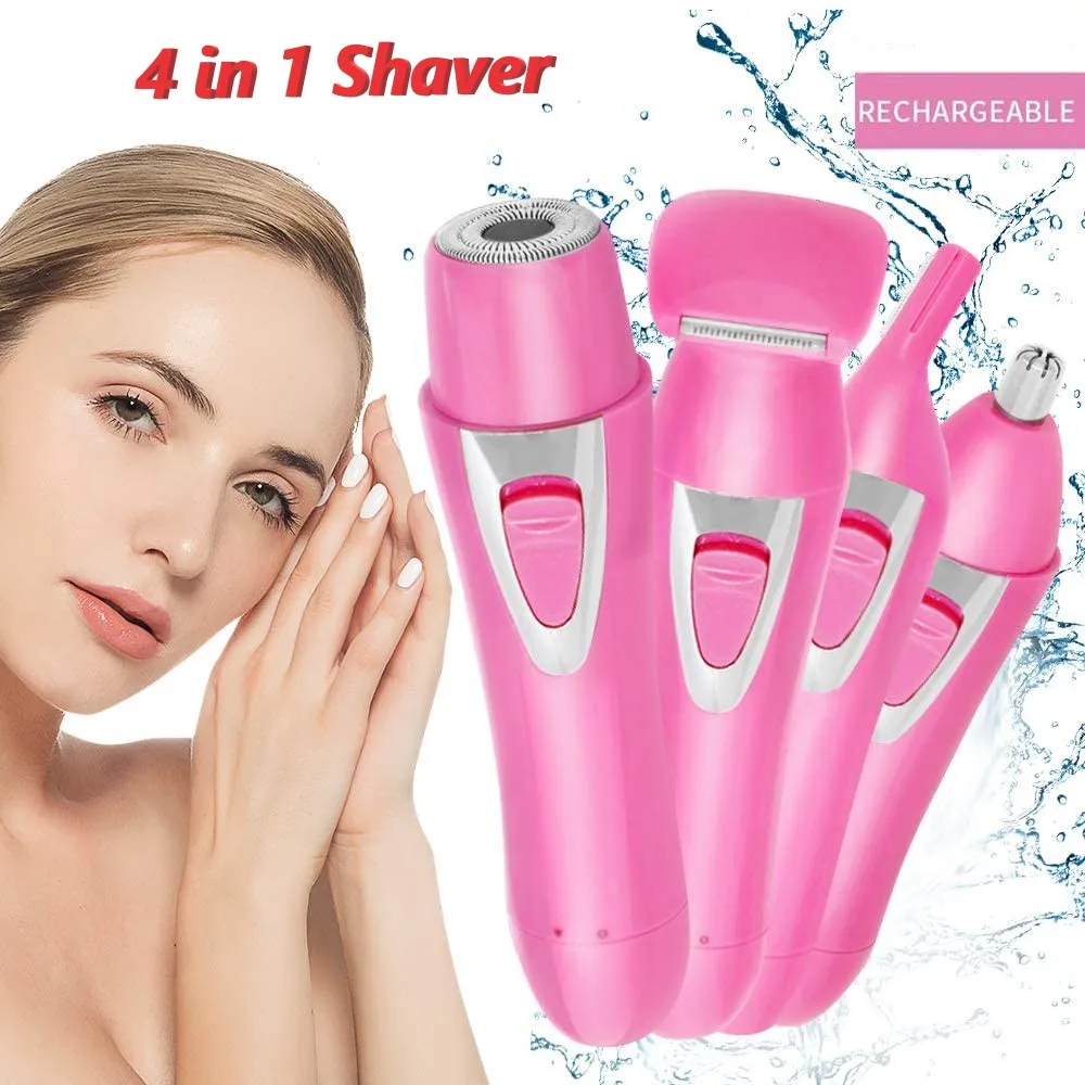 

USB Rechargeable Protable 4 In 1 Epilator Trimmer Hair Remover For Women Body Facial Eyebrow Razor Mini Skin Care Machine