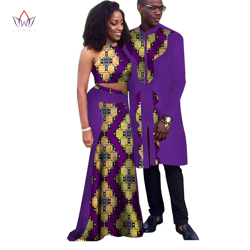 Bintarealwax Africa Style Couple Clothes Fashion Spring African Dresses for Sweet Lover Dashiki Plus Size Africa Clothing WYQ67