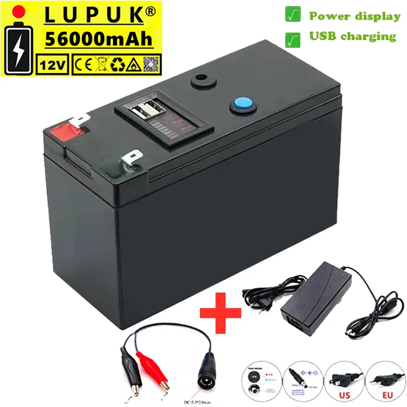 

12V Battery 42ah/56Ah 18650 Lithium Battery Rechargeable Battery For Solar Power Electric Vehicle Battery h12.6v3A Charger