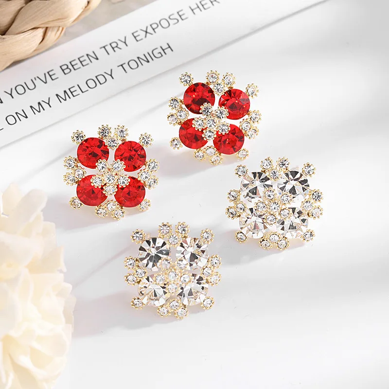 

New Fashion Christmas Red Snowflake All-match S925 Silver Needle Earrings