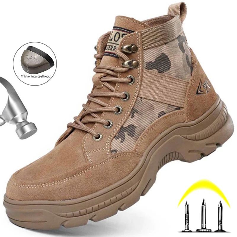 

Steel Toe Boots Men Safety Boots Indestructible Construction Safety Shoes Men Work Boots Male Anti-Puncture Work Shoes Footwear