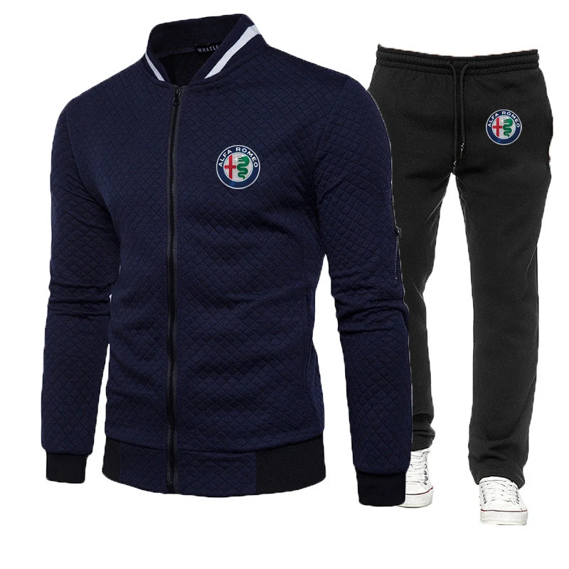 

2023 Alfa Romeo Brand Men Tracksuit 2 Piece Winter and Autumn Casual Zipper Jackets+Pants Sweatshirt Sports Suit