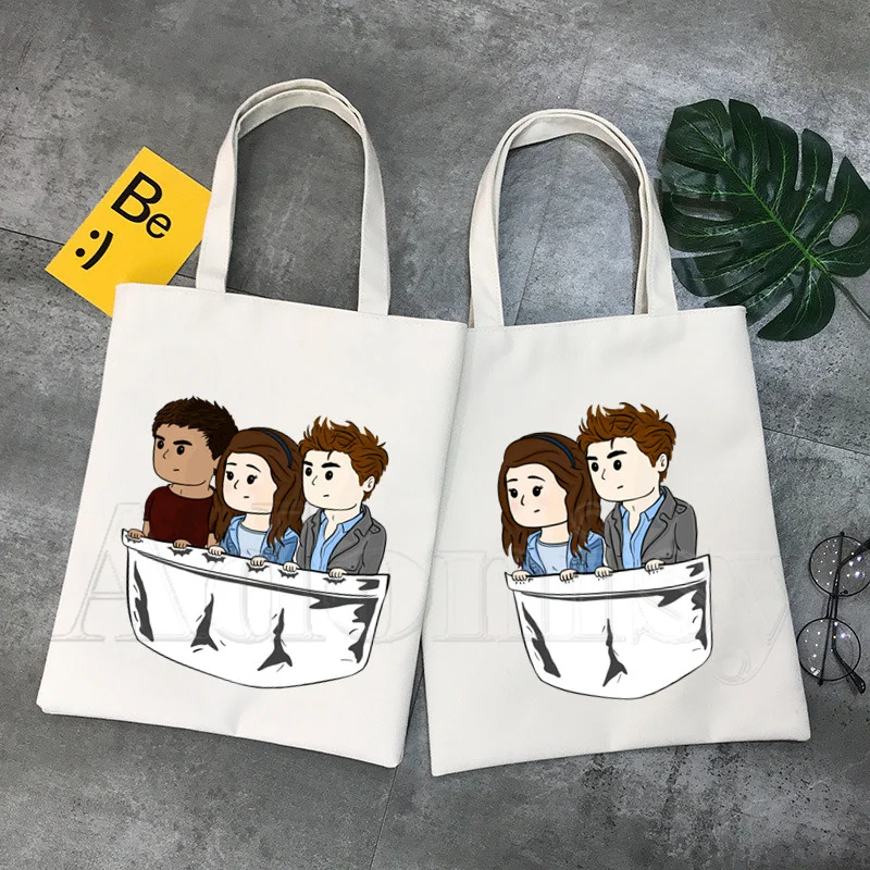 

Twilight Women Canvas Tote Bag Eco Shopping Bag Large Capacity Shoulder Bag for Women Female Foldable Beach Shopper Bag
