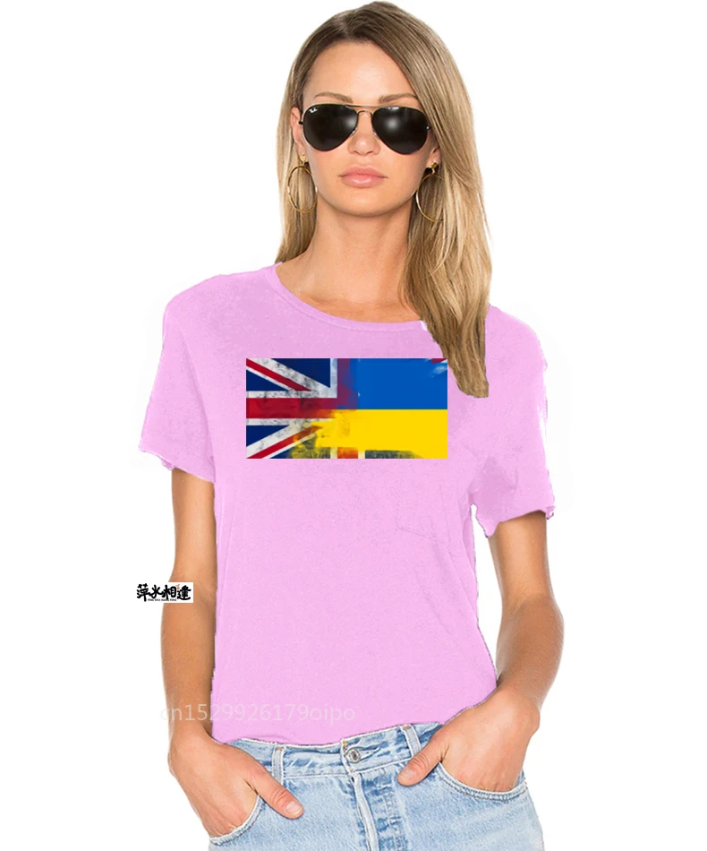 Футболка женская с принтом в виде флага Великобритании и Украины |
