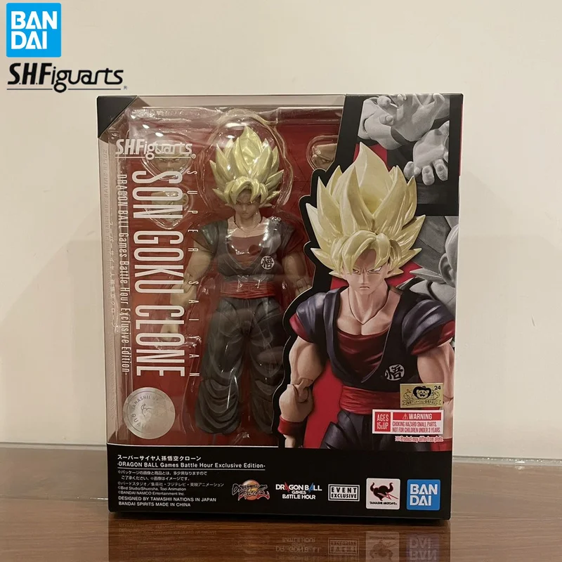 Original Bandai S.H.Figuarts Dragon Ball Z Son Goku Clone Action Figurine Super Saiyan Human Games Battle Hour Anime Figure Toys