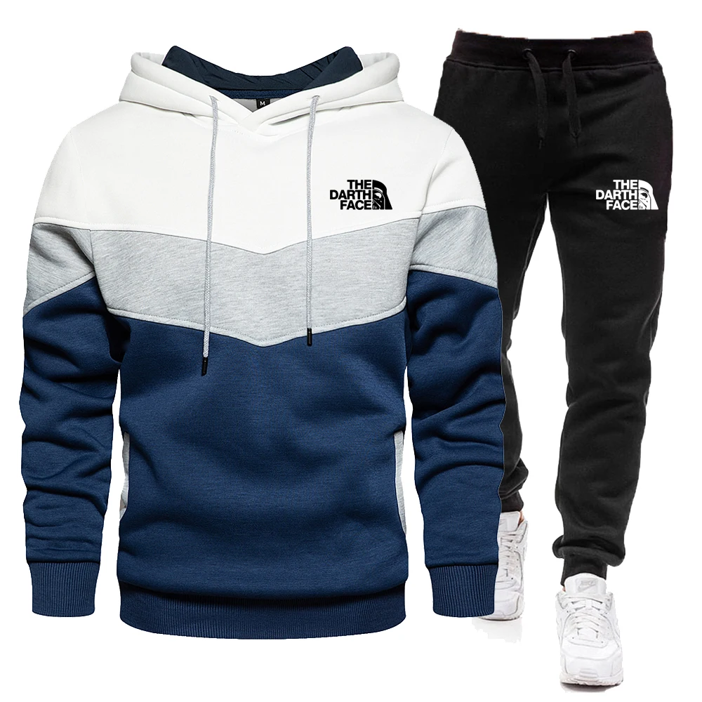 Autumn and winter men's hoodie set casual warm sports sweater brand pullover + jogging pants 2-piece set
