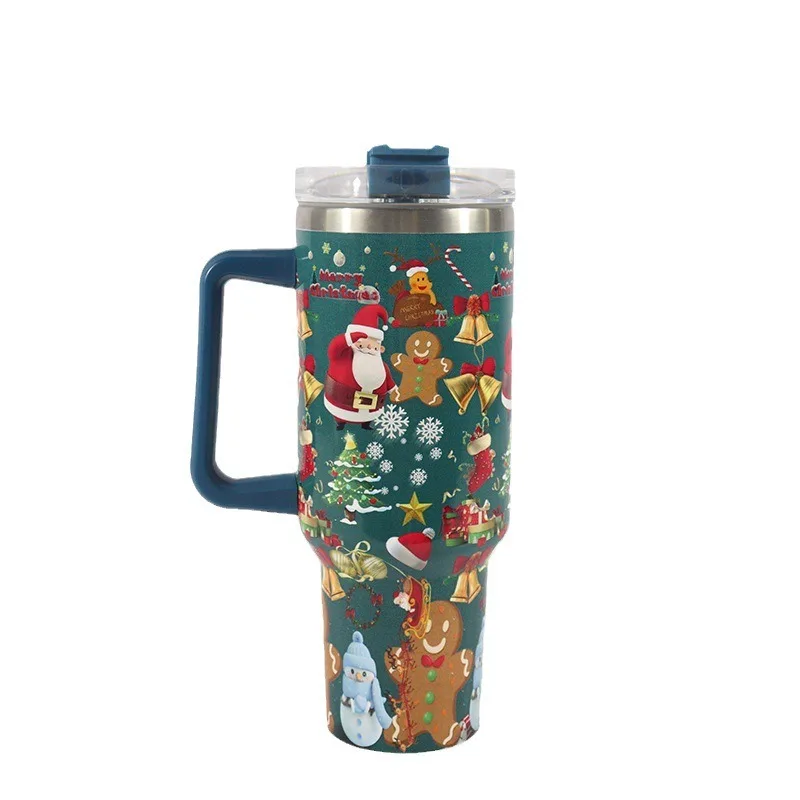 

Christmas Gift Thermos with Straw 40oz 1200ml Stainless Steel Double Layered Insulated Cup Large Capacity Ice Cup