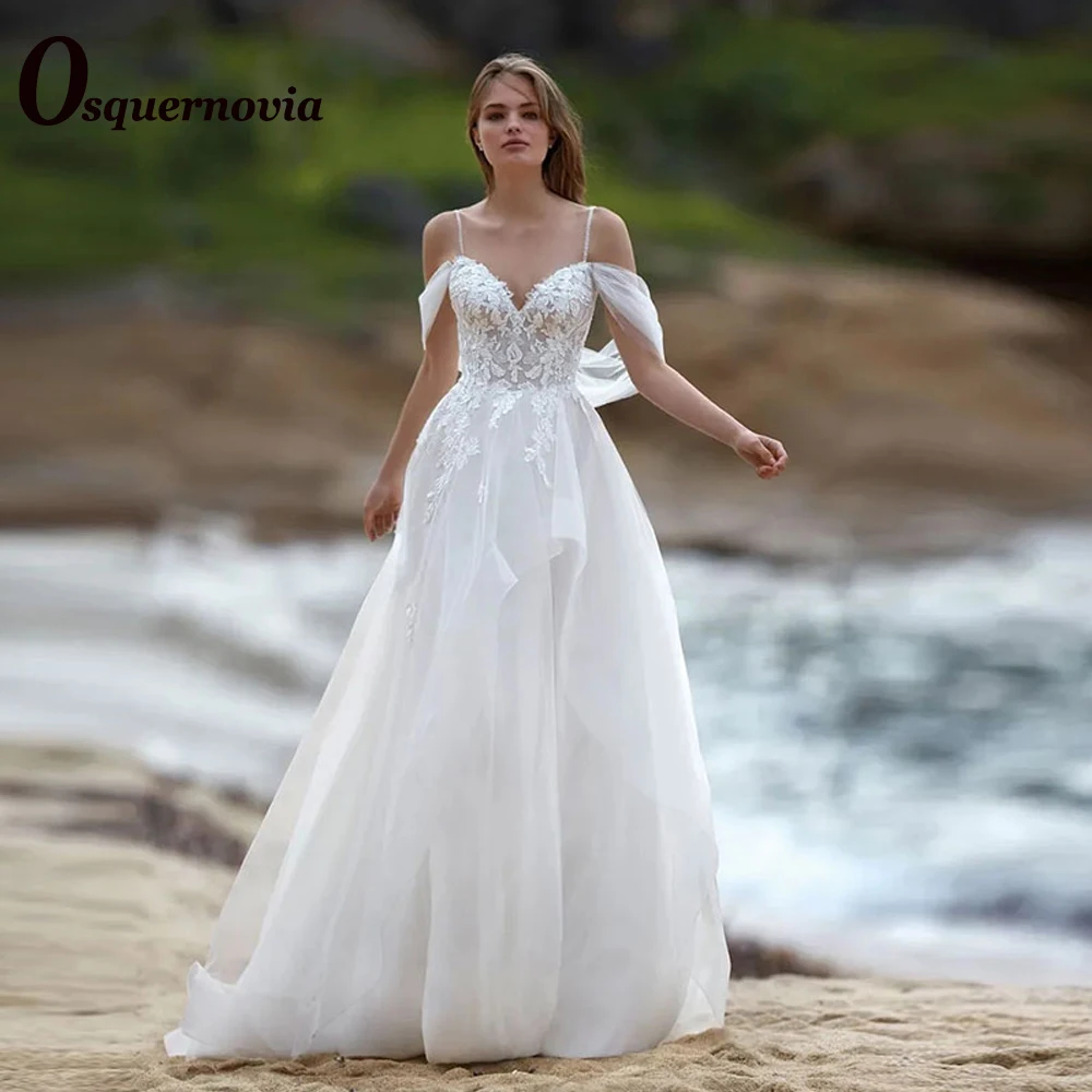 

Osquernovia Trendy A-line 2023 Wedding Dresses For Women V-Neck Spaghetti Strap Abito Da Sposa Personalised Formal Bride