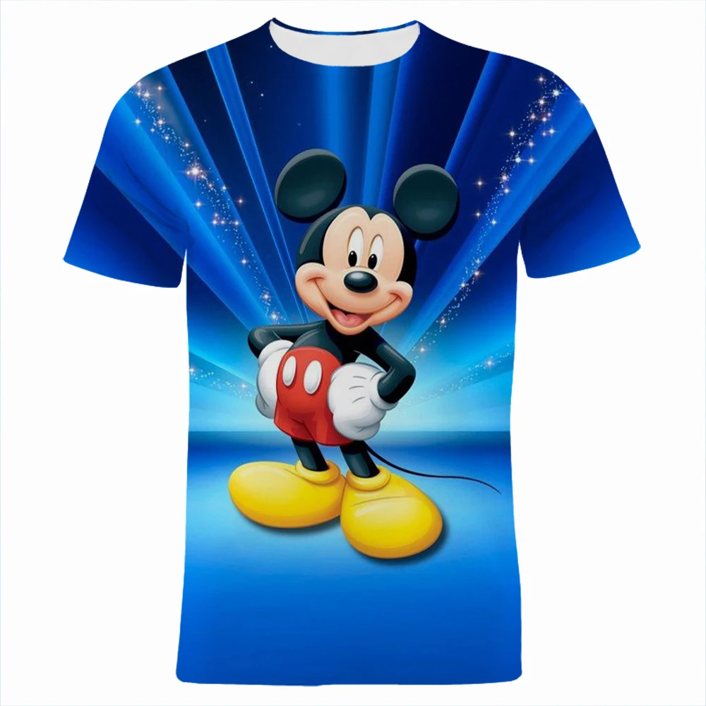 

2022 Summer Casual Boy Girl Kids Tee Shirts Disney Mickey Mouse 3D Print Oversized Men T-shirts Cartoon Anime Women Clothes