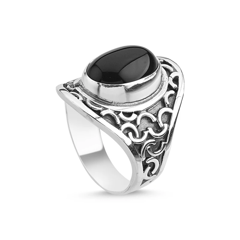 

Silver 925 Sterling Onyx Stone Handwork Ring