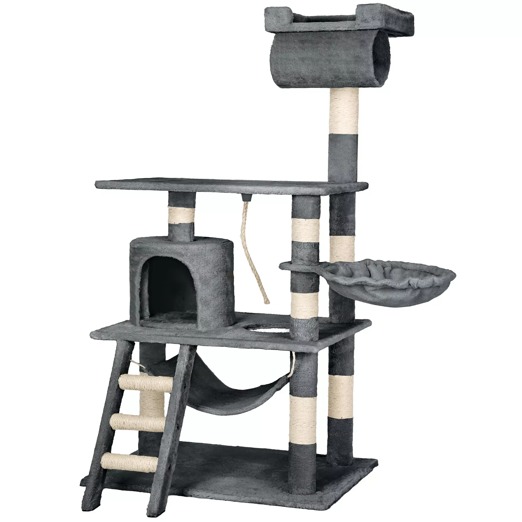 

Cat Scratcher Stokeley Grey-Cat Scratcher Tree-Cat Playground with sisal Columns, Cat Toy with Doing, Cat Furniture for Nail-sha