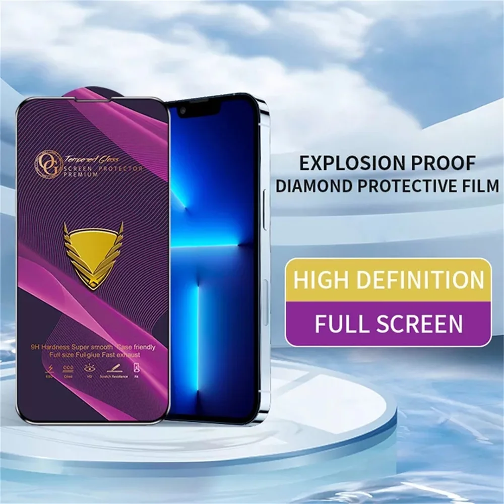 10pcs OG Tempered Glass Full Cover Curved Screen Protector Film Guard For iPhone 14 Pro Max 13 Mini 12 11 XS XR X 8 7 6 Plus SE