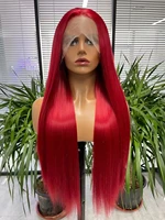 synthetic lace front free breakdown wigs for women 28 inch long straight red color lolita anime cosplay high temperature fiber