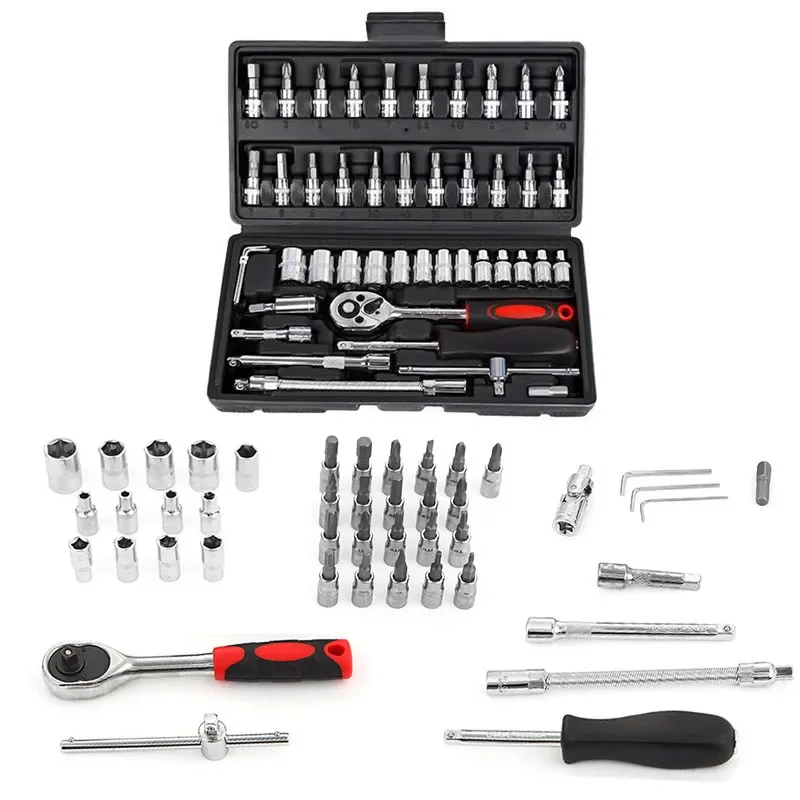46 шт. набор инструментов для ремонта автомобиля головок 1/4 дюйма инструмент