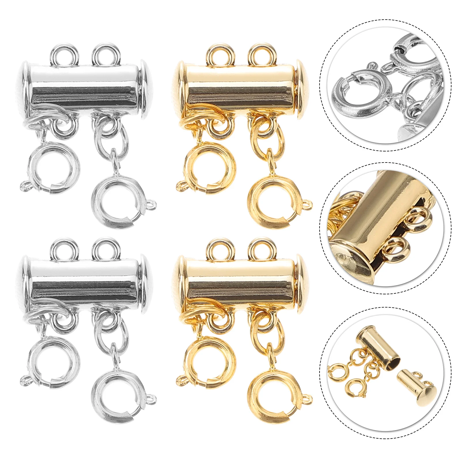 

Clasp Necklace Slide Lock Tube Layered Spacer Jewelry Bracelet Connectors Detangler Gold Clasps Slider Layering Crafts Connector