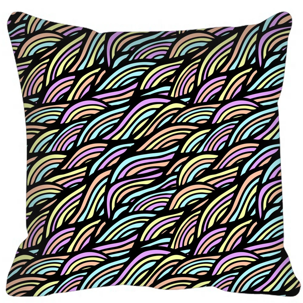 

Home Decoration Colorful Wave Pattern Square Cushion Pillow Case Cover