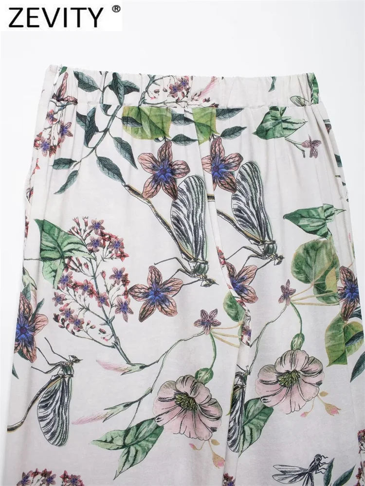 Женские прямые брюки ZEVITY с цветочным принтом