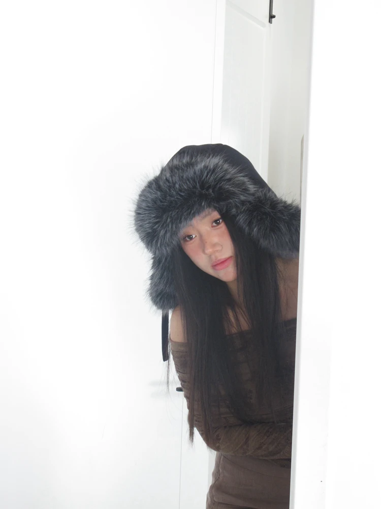 Зимняя бархатная текстура с большим бантом элегантная шапка Lei Feng морозостойкая