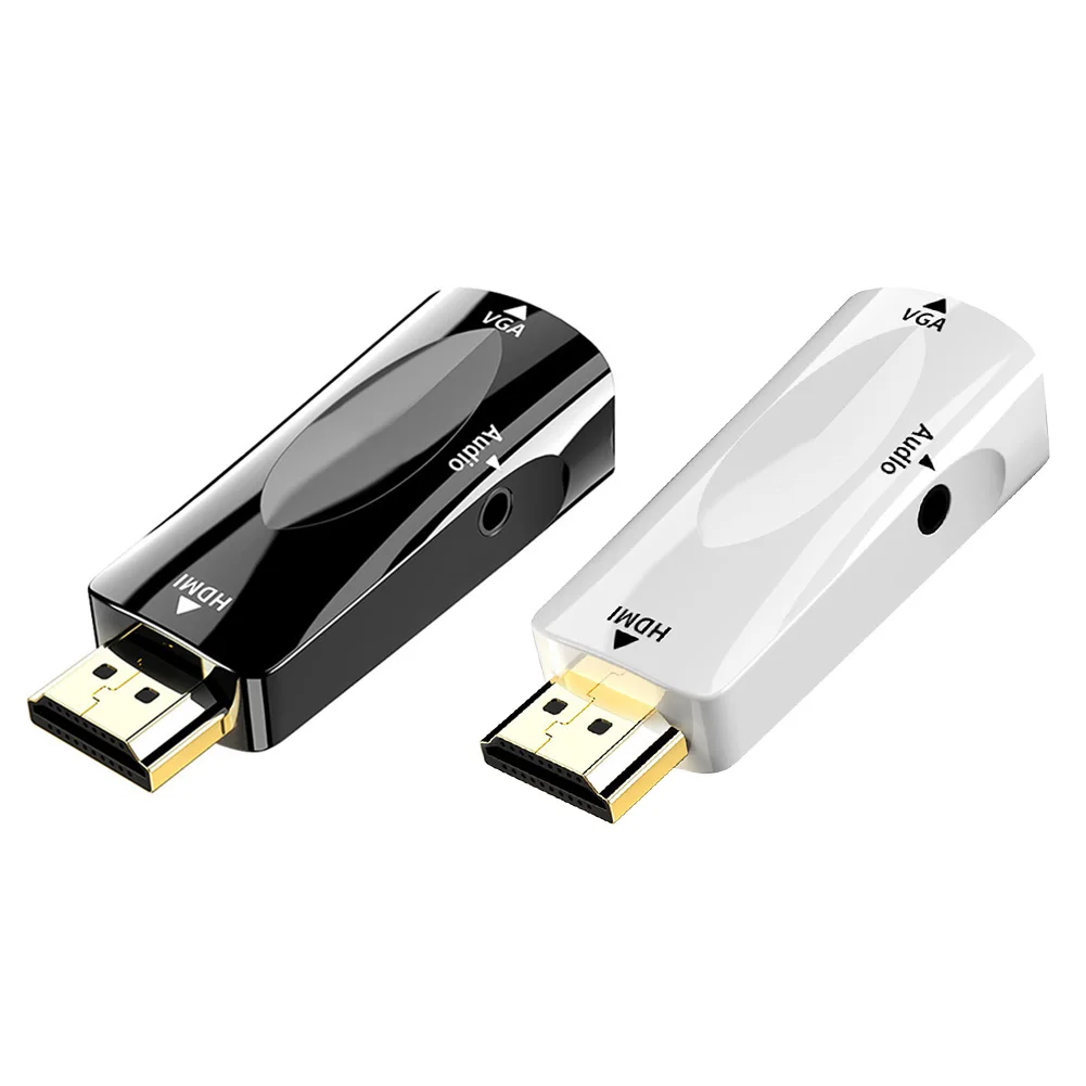 

HDMI-совместимый преобразователь VGA HD 1080P, Цифровой Аналоговый адаптер, кабель с 3,5 мм аудиоразъемом для наушников, ТВ, ПК, ноутбука