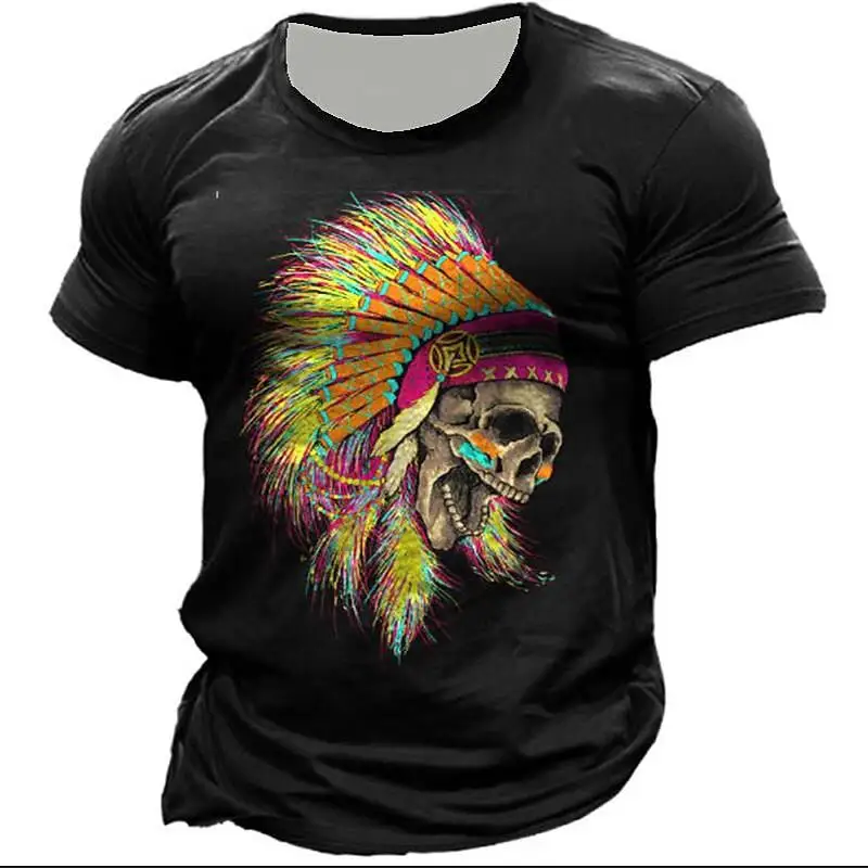 

2022 Summer Skull T Shirt For Men 3d Printed O-neck Hip Hop Short Sleeve Vintage Oversized Tops Tee Shirt Homme Camiseta Hombre