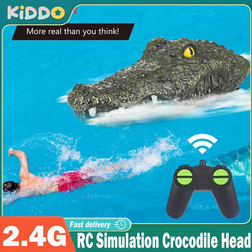 

RC Crocodile Head Simulation Boat Remote Control Joke Alligator Decoy 2.4G Electric Toys Summer Water Spoof Toys for Kid Aldult