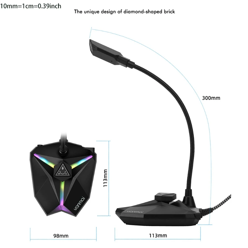 Регулируемый USB-микрофон B03F для игр RGB-подсветка совместимый с женским