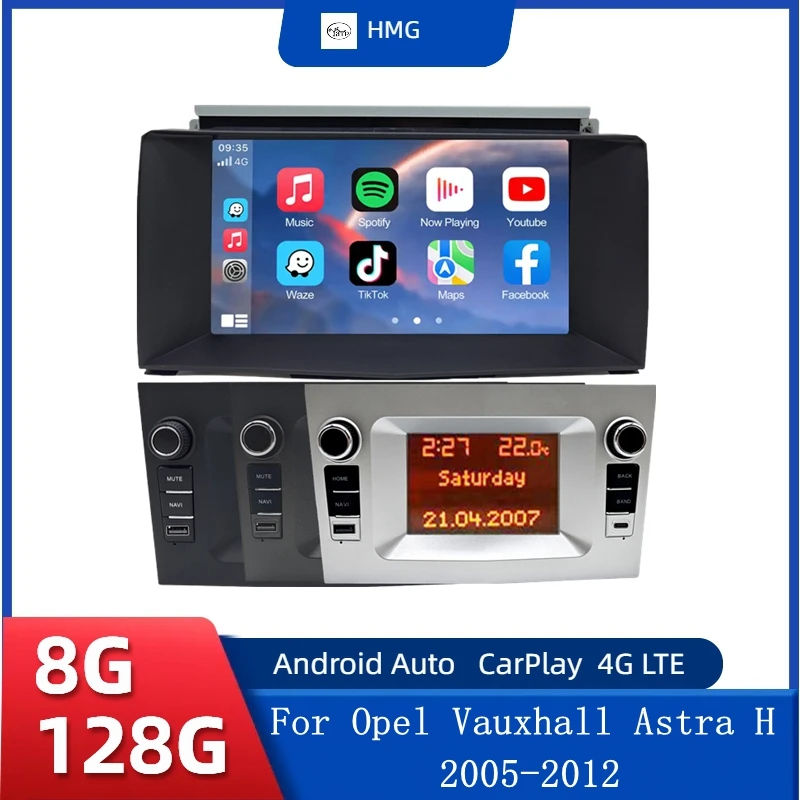 Фото HMG Android14 Автомобильный радиоприемник Мультимедиа для Opel Vauxhall Astra H 2005-2012 Беспроводной CarPlay Android Auto Авторадио GPS-навигация FM №1
