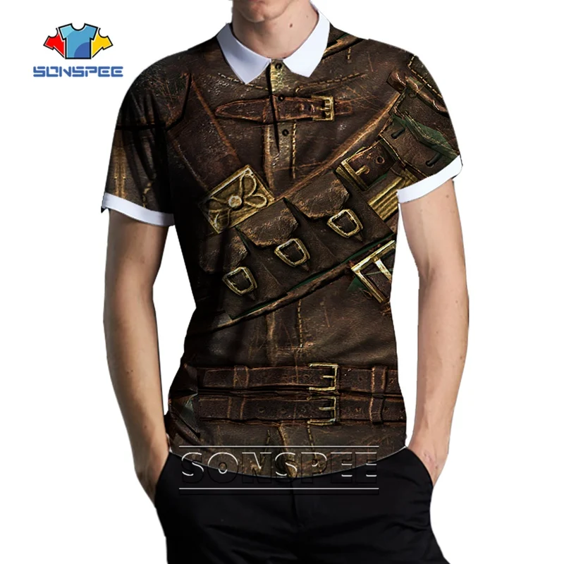 

SONSPEE Army Veteran 3D Printed Polo Shirt Summer Short Sleeve Streetwear Men Ancient Armor Military Clothing 7XL Cool Polos