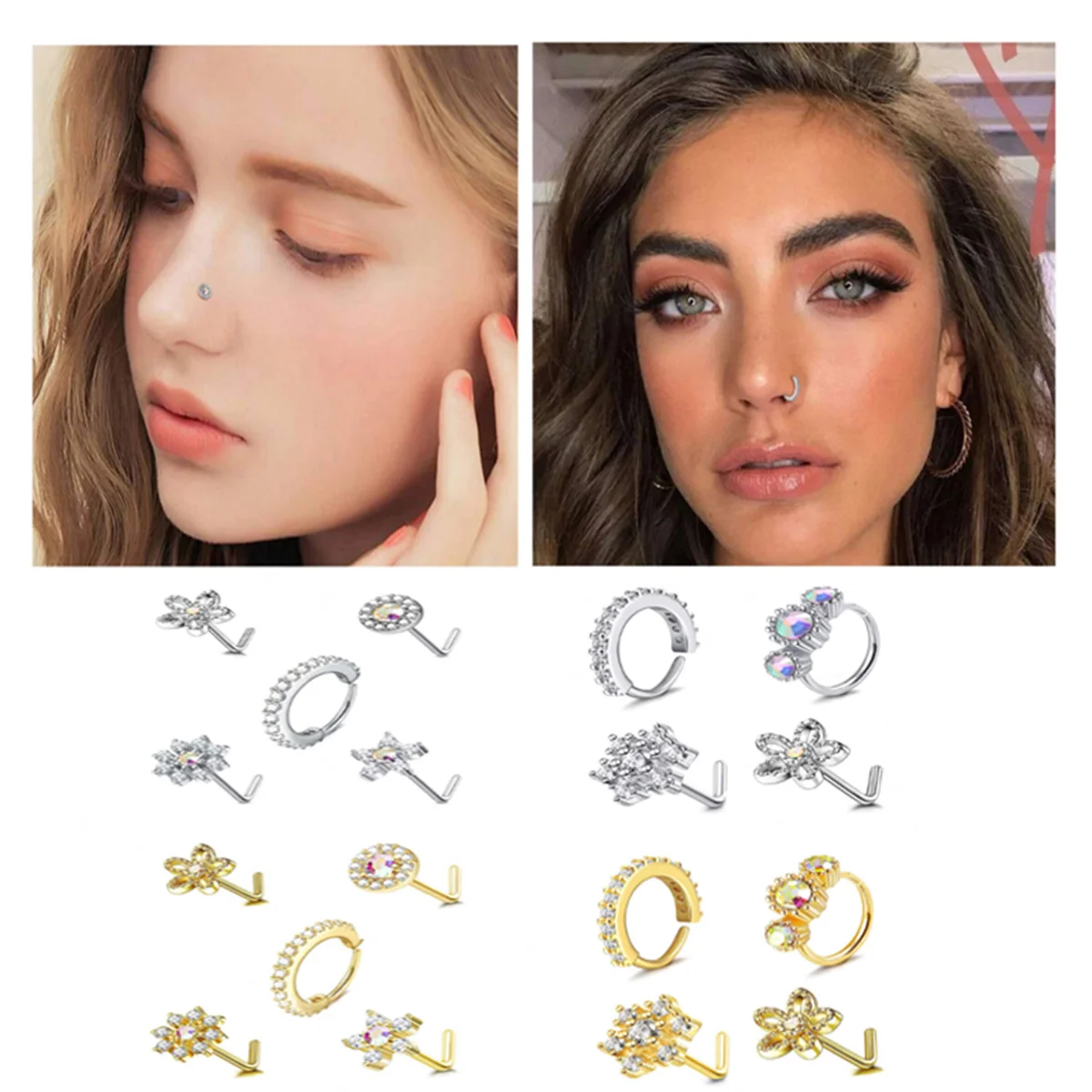 4-5 шт. серьги-гвоздики для пирсинга носа 20 г