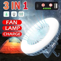 led fan tent light 3 in 1 outdoor portable lantern usb rechargeable emergency night market lights waterproof cooling camping