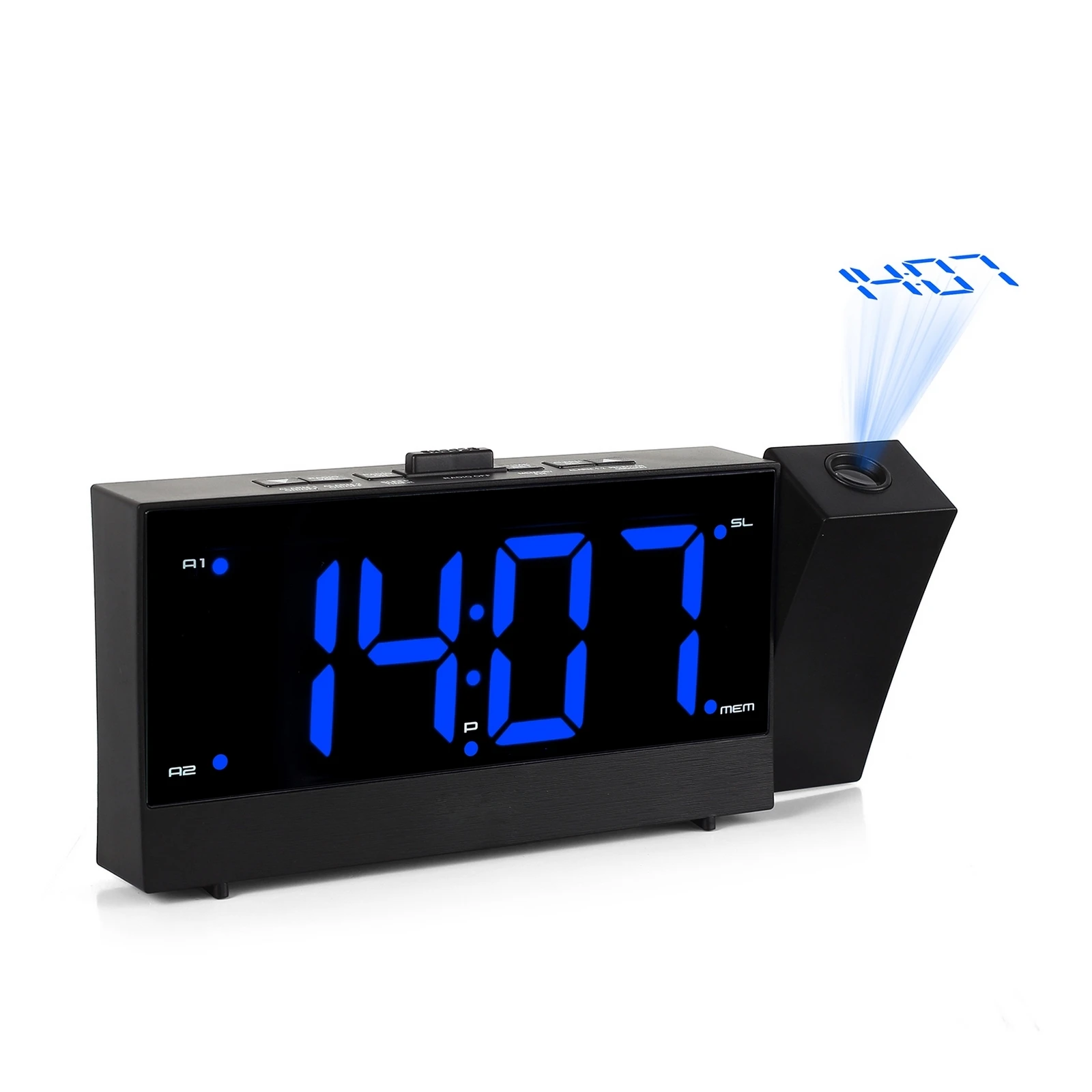 

LED Electronic Alarm Clock Projection Clock with Radio Multifunctional Digital Clocks, Desktop Clock, Sleep Timer, USB Charging