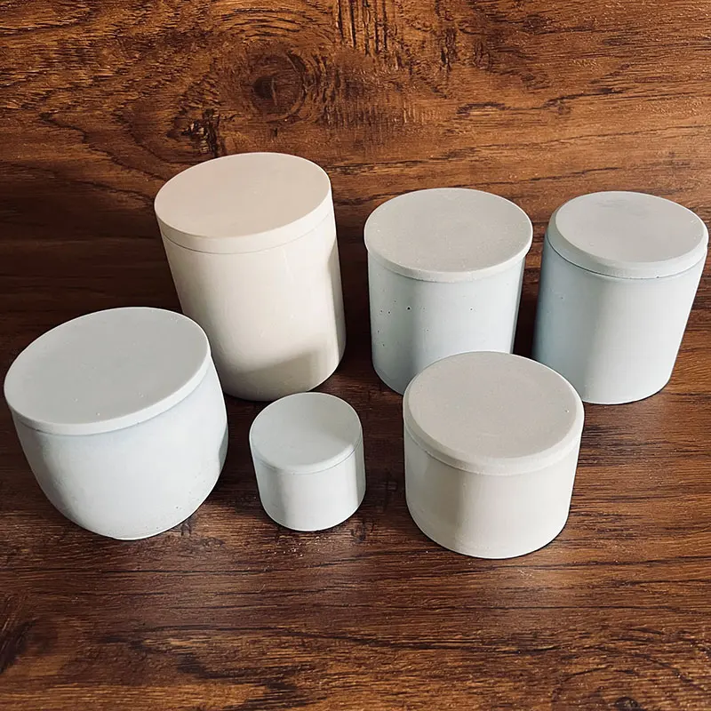 Silicone Molds for Concrete Candle Vessel Mold Cement Cup with Lid Round Storage Tank Plaster Clay |