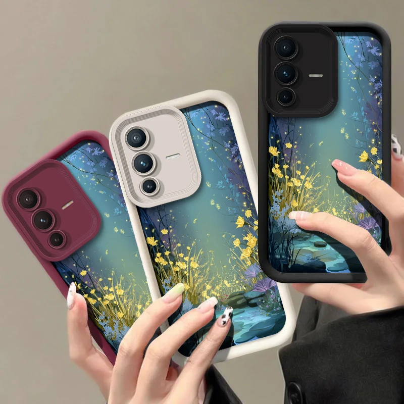 Фото Силиконовый чехол с цветочным принтом для Vivo V60 V30 SE V30E V29E V50 V40 Pro V29 V27E V27 V25, мягкий противоударный матовый защитный бампер №2