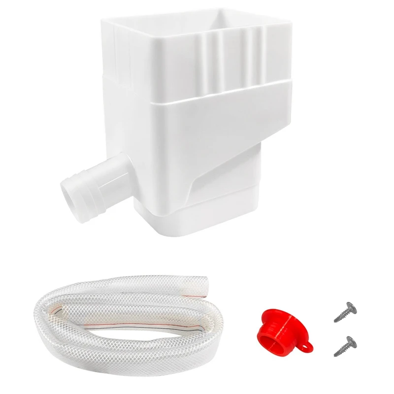

Heavy-Duty Rainwater Collection System White With 40Inch Hose For Diverting Water Fits 2Inch X 3Inch Standard Downspout