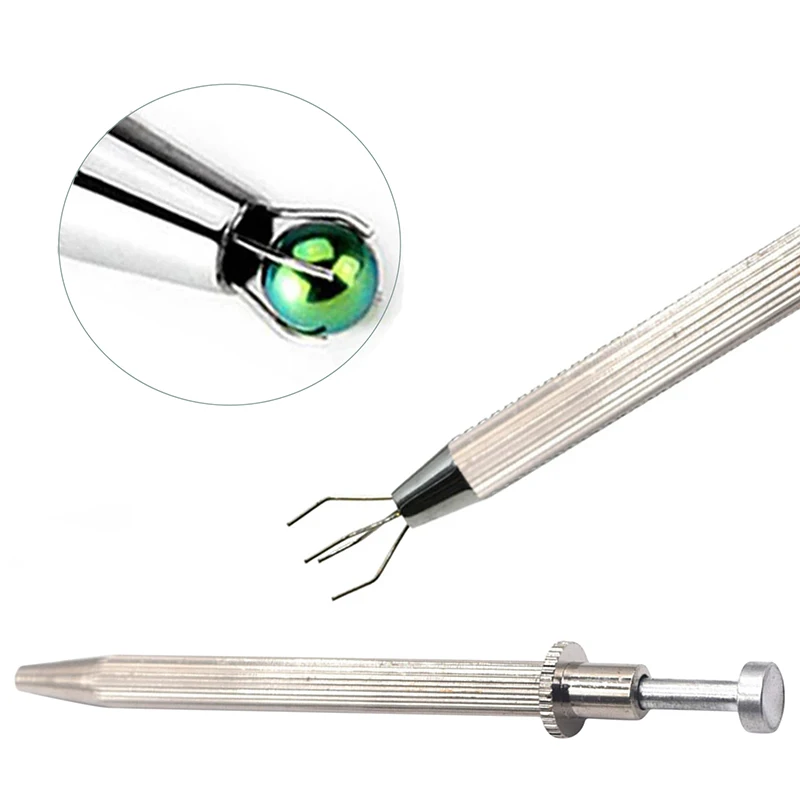 

Professional Surgical Steel Push In Syringe Type Quad Prong Small Bead Holder Grab Ball Catcher Body Piercing-Tool