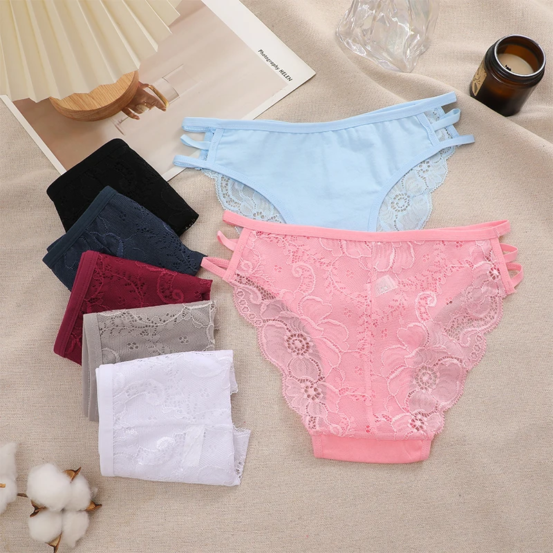 3 шт./комплект женские прозрачные кружевные трусы с низкой посадкой