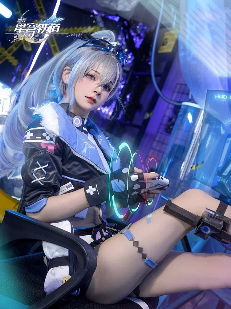 Honkai: Star Rail Silver Wolf Косплей Костюм Парик Игровая форма Очки Серьги Stellaron Hunters Хакер