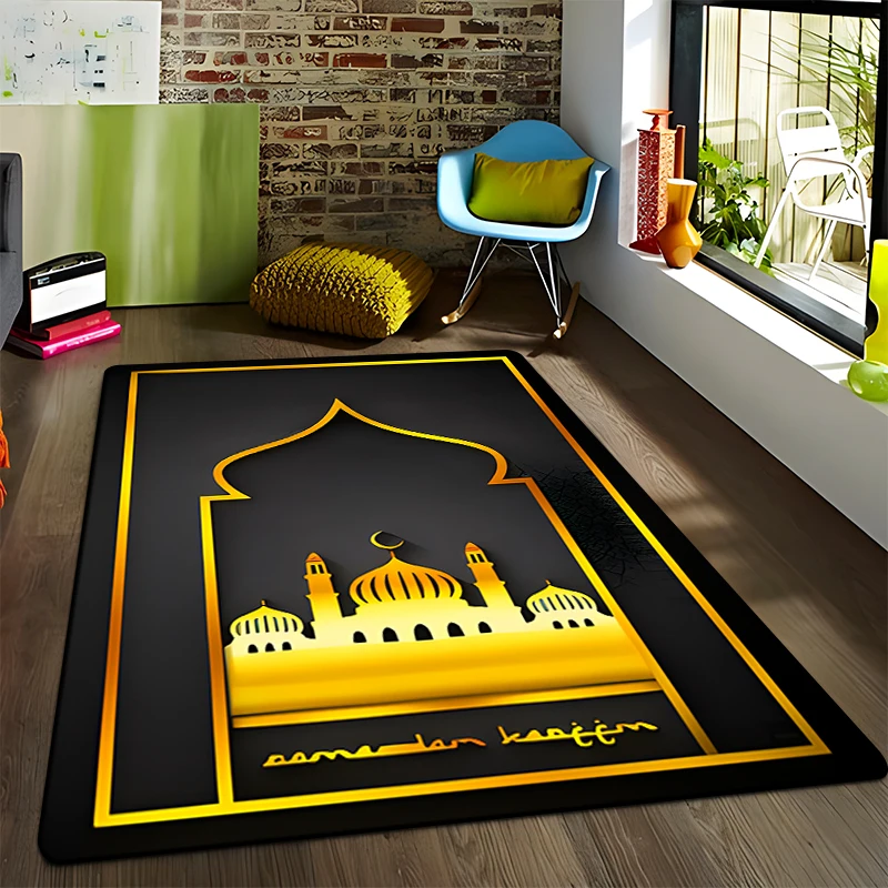 Muslim Prayer Printed Carpet for Living Room Rugs Camping stranger things Picnic Mats Anti-Slip E-sports Rug Yoga Mat Fans gift