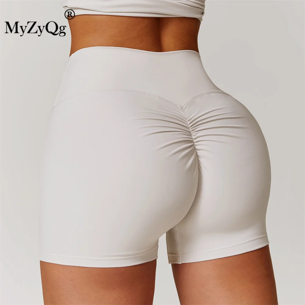 MyZyQg женские шорты для йоги с начесом и высокой талией персиковые штаны фитнеса