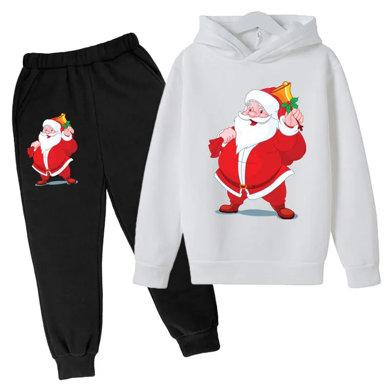 

Christmas Gift Hoodies Claus Clothes Kids Spring Autumn Hoodie Sweater+trousers 2pcs Suit Girls Clothing Sets Boys Sportsuits