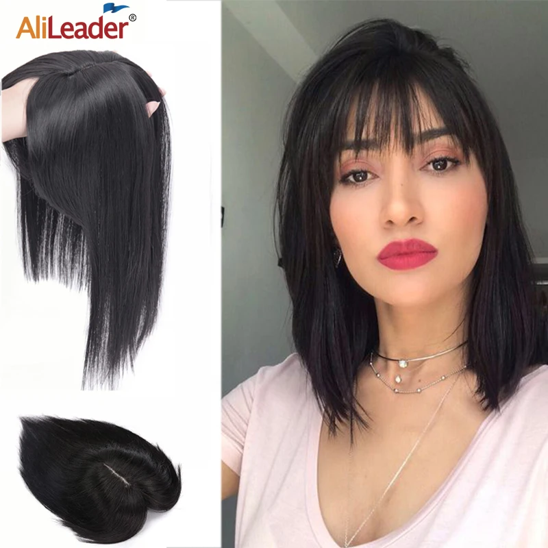 

Synthetic Long Straight Hairpieces 3Clips In Hair Extension Invisible Seamless Hairpieces Wig Bangs Replacement Cover White Hair