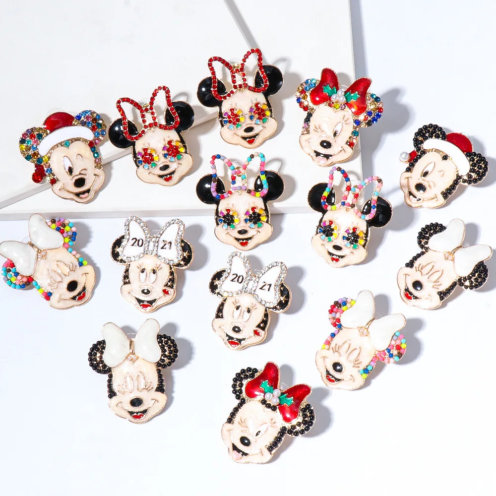 

Mickey Disney Fashion Stud Earrings for Girls Anime Figures Jewelry Mickey Mouse Minnie Cartoon Earring Childrens Birthday Gifts