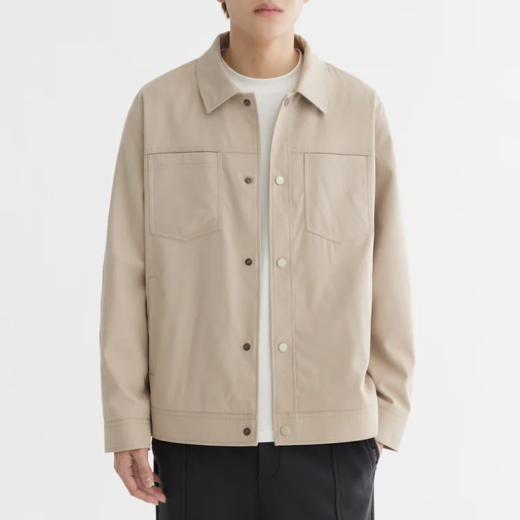 Мужская однотонная простая базовая рубашка с откидным воротником весенний сезон