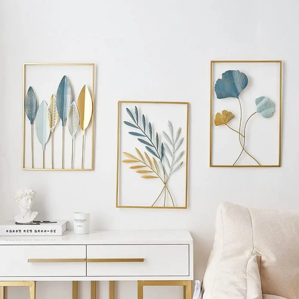 

1PC Nordic Ginkgo Leaf Wall Decor Ornament Iron Light Luxury Gold Palm Maple Leaf Wall Ledges Metal Living Room Home Decoration