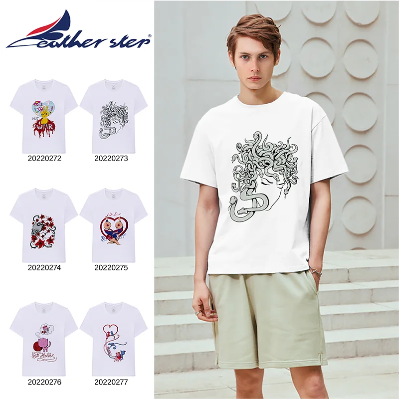 

Feather Step Heart Flower Print Woman T-Shirt Ladies Casual Basis O-Collar White Shirt Short Sleeve Men T-shirt Love Graphic