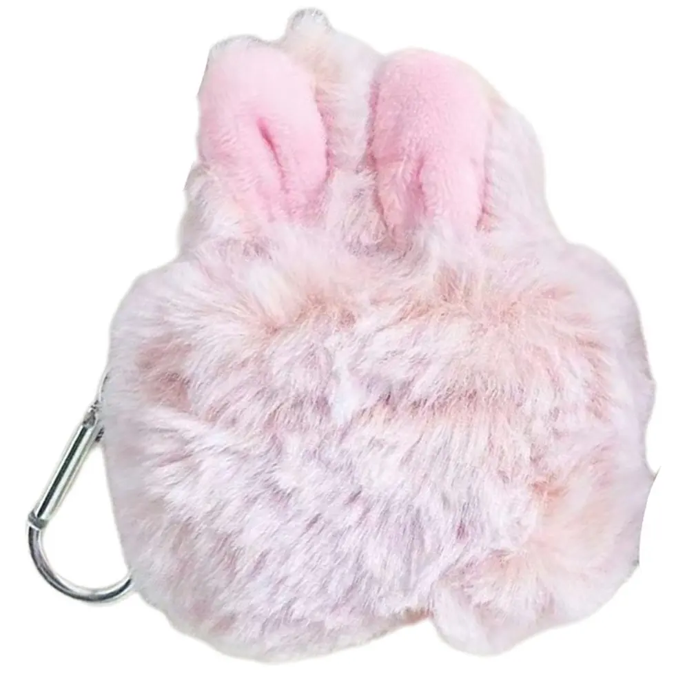 

Case Plush Fluffy Rabbit Case Cover Fashion Cute Bunny Ear Faux Fur Protective Case Resistant Cover With Carabiner