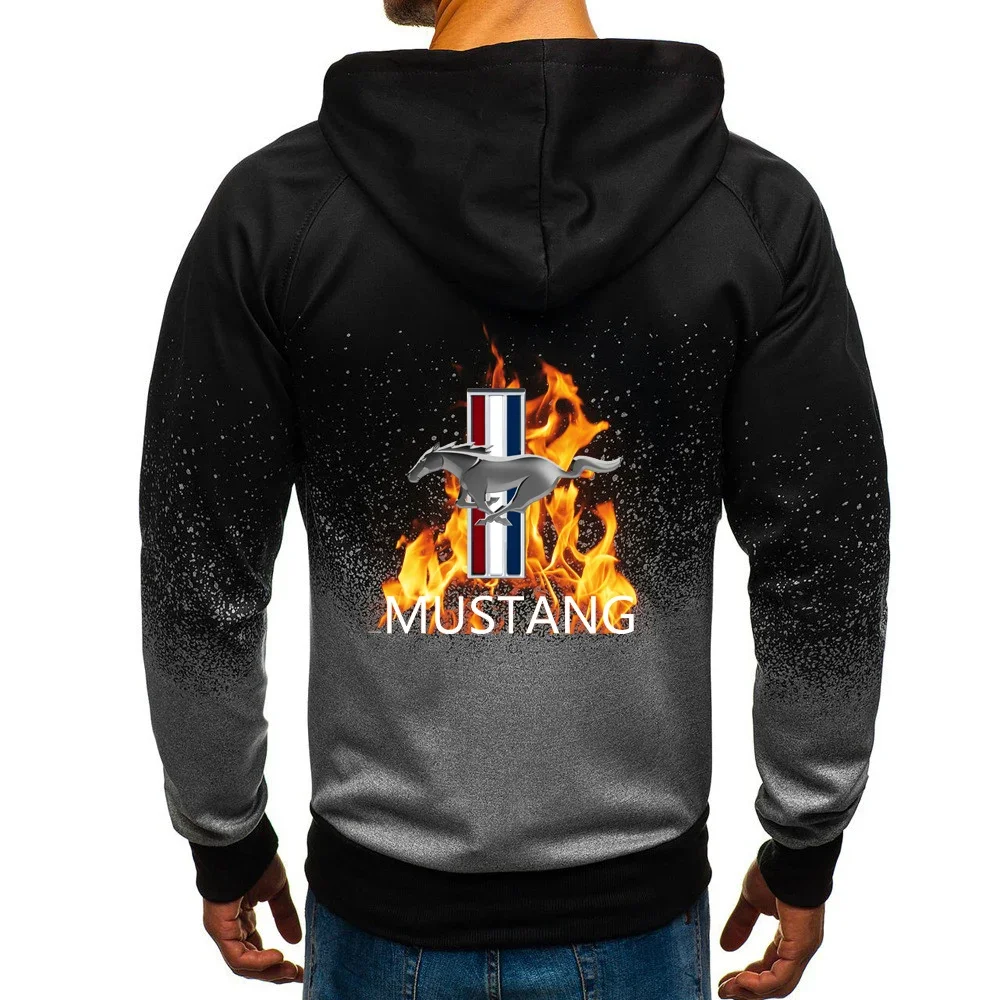 2024 весенне-осенний мужской принт Mustang индивидуальный градиент цвета высокое