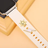metal decoration for apple watch band galaxy watch 43 bracelet jewelry charms silicone strap for iwatch series 7 6 5 4 3 se