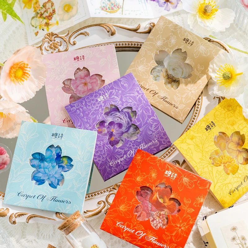 

30Pcs/Pack Imitation Flower Stationery Stickers Waterproof Labels Candle Jar Decor Phone Laptop Scrapbooking Aesthetic Collage