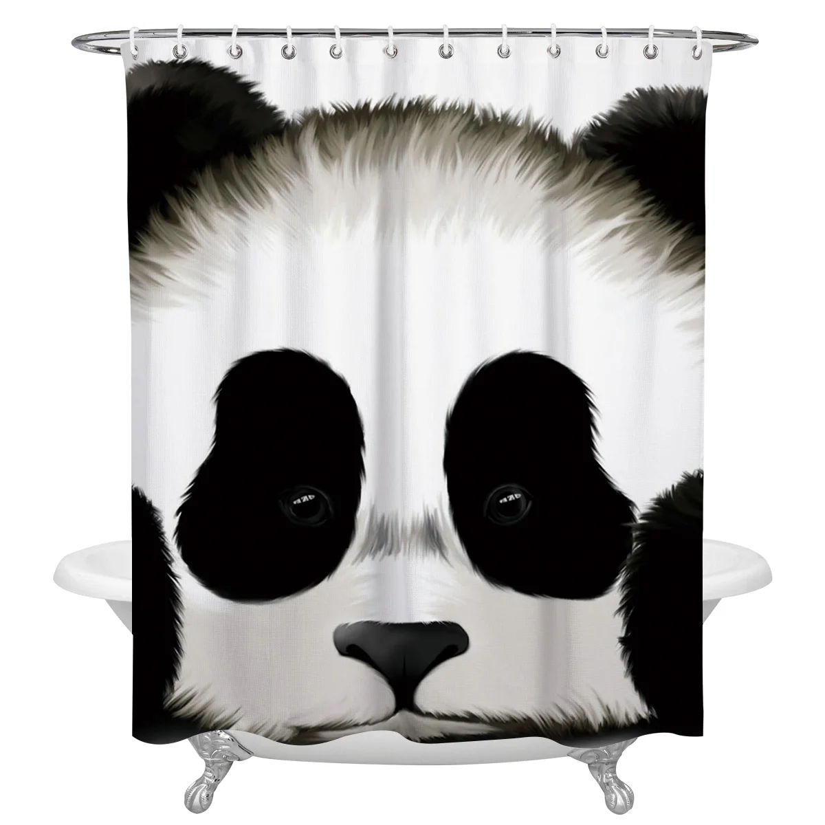 

Panda Cartoon Cute Waterproof Shower Curtain with Hooks Home Decor Polyester Fabric Bath Bathroom Curtains